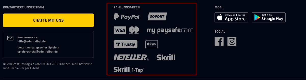 Konkrete Zahlungsmethoden